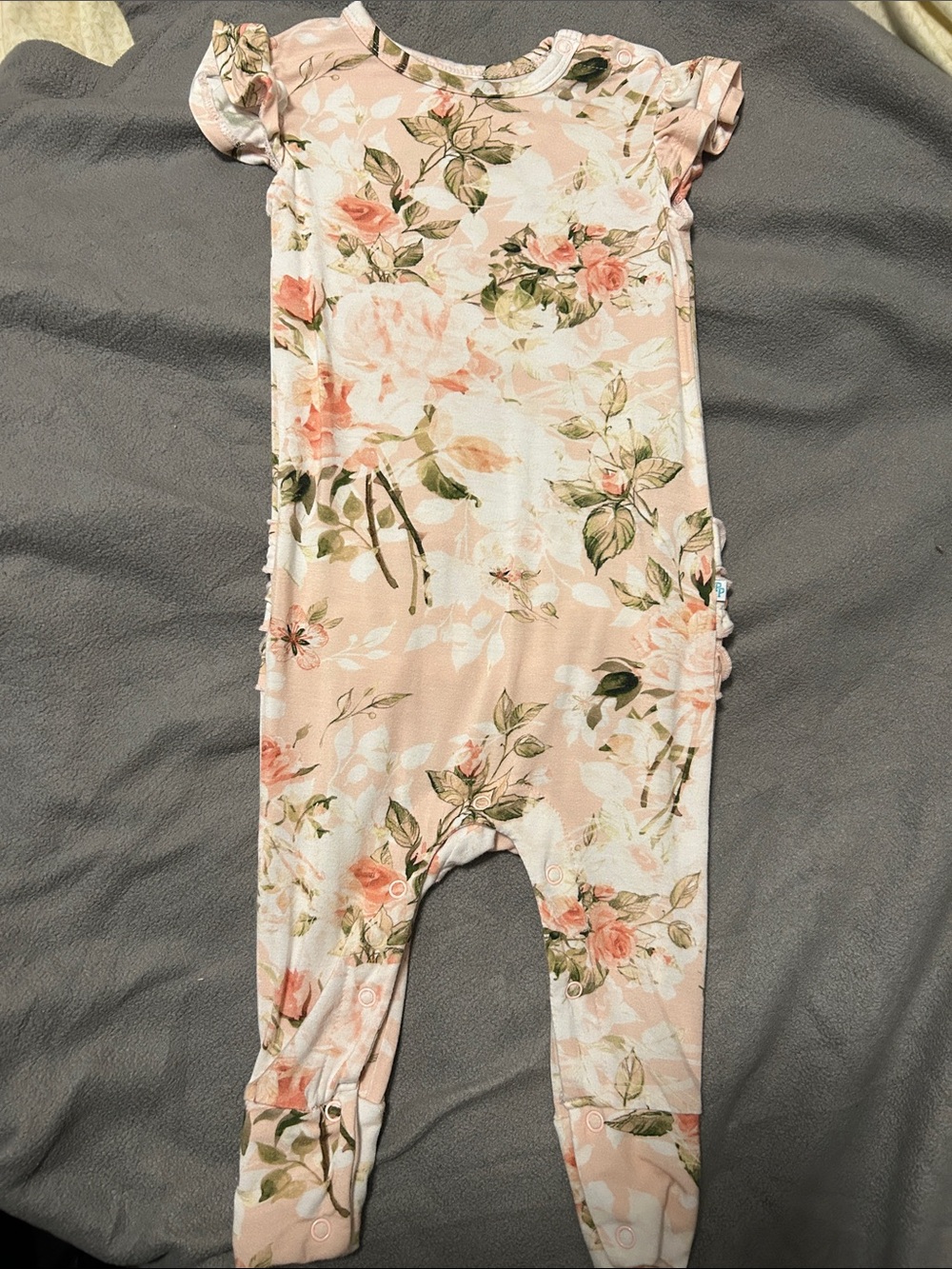 Posh Peanut Pink Floral Footed Romper
